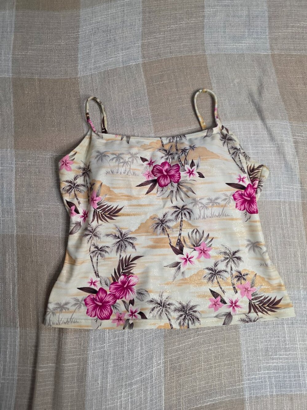 y2k Beachy Coquette Mermaid Girly Barbie Resortwear Tropical Print Tankini Top